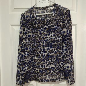 Women’s purple and taupe animal print blouse